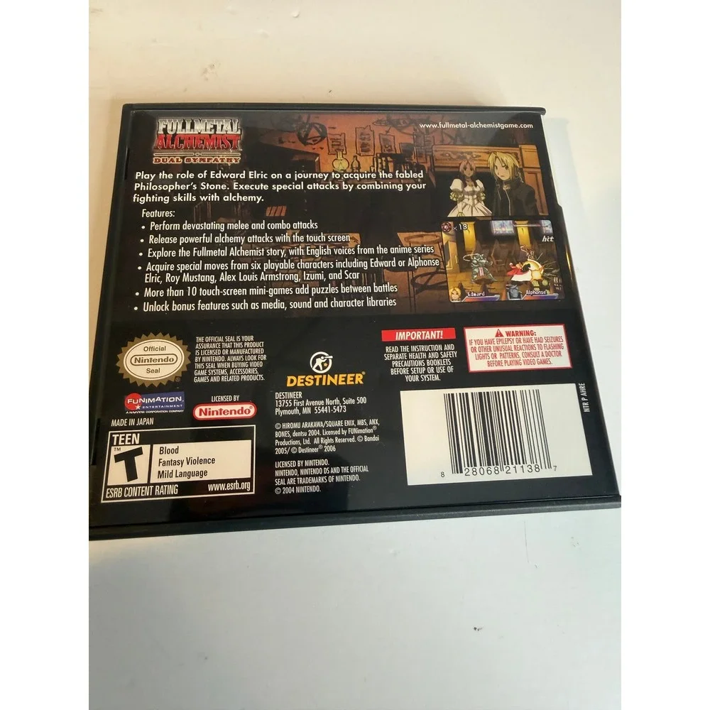 Vintage 2005 Fullmetal Alchemist Dual Sympathy Nintendo DS CIB w/ Manual WORKS